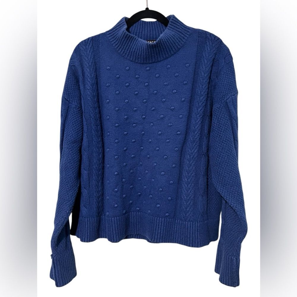 1.STATE Mock Neck Crewneck Sweaters pull on long sleeve‎ women's blue size XXL